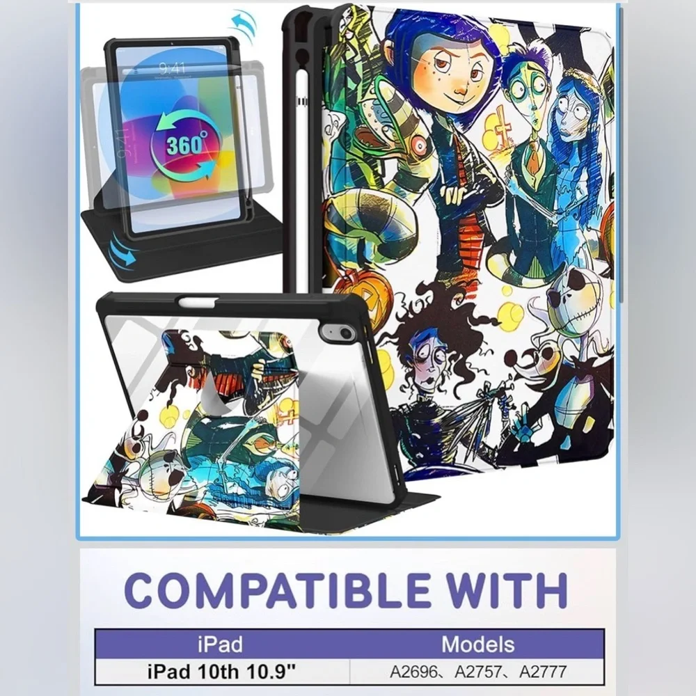 Besoar Nightmare Before Christmas Jack Skeleton iPad Rotating Case
